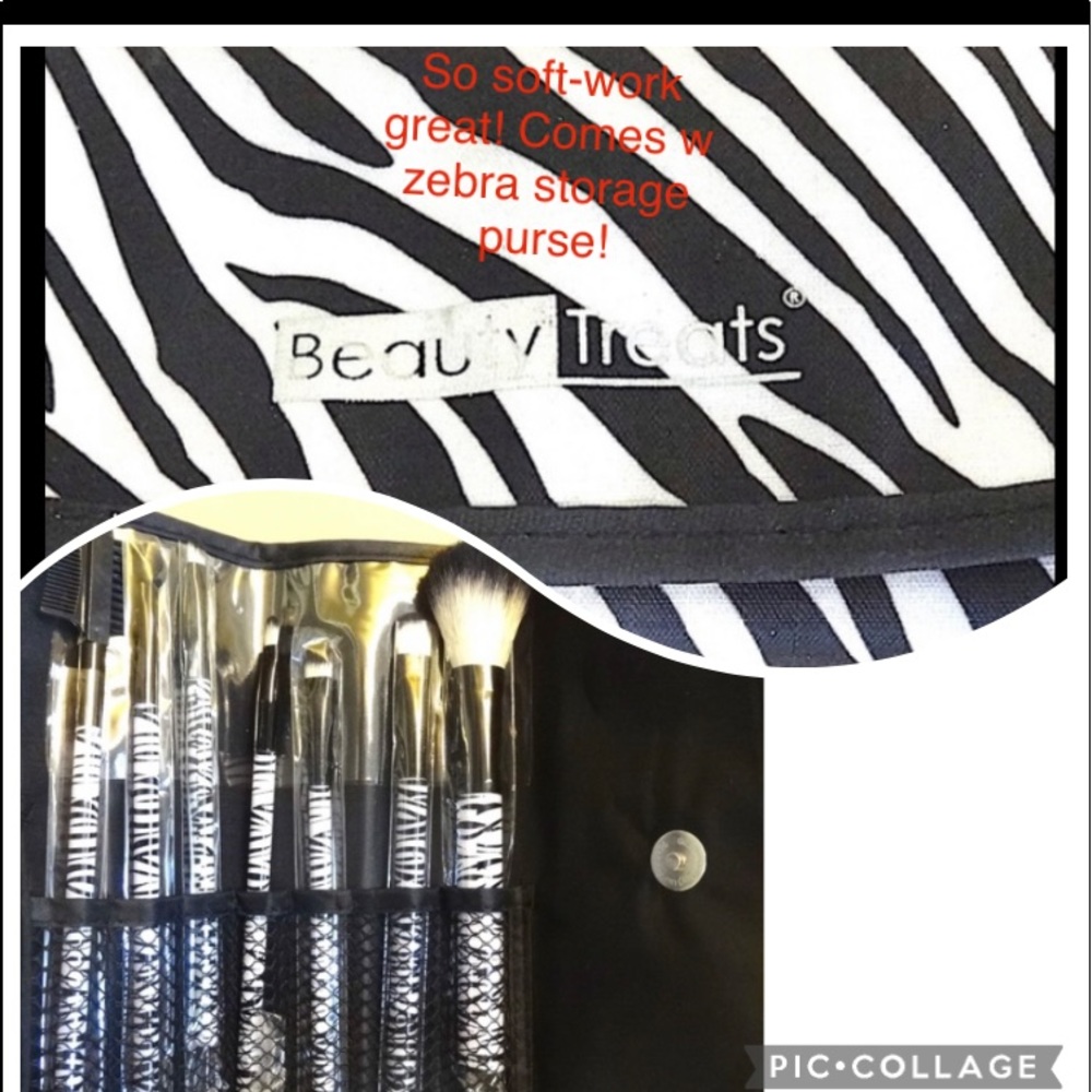 Beautiful 7pc Zebra makeup brush travel …